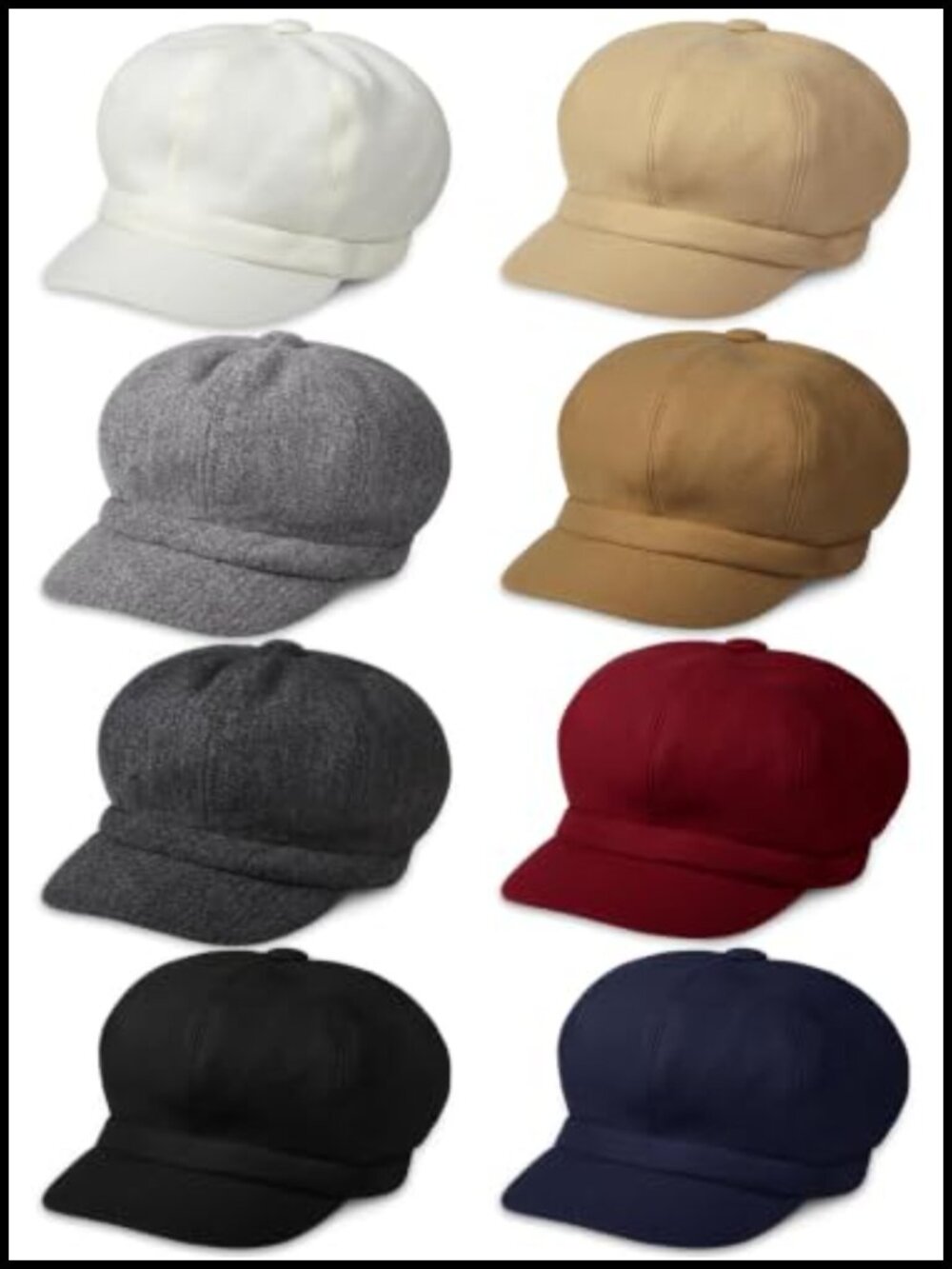 8 Pack Women Newsboy Cap Soft Warm Beret Hat Vintage 8 Panel